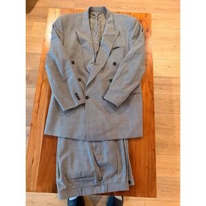 Jack Frost Woolen Wear Mens Double Breasted Black/White Textured‎ Wool Suit
